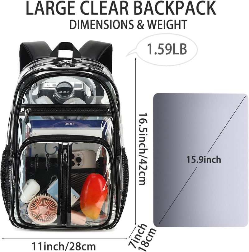 Cusangel TPU Clear backpack for Adult,16.5“ Large See Through Heavy Duty Bookbag,16.5 x7 x11inch Capacity Bag For Stadiums,School,Warehouses, concert venues and other security checkpoints (Black) - Image 3